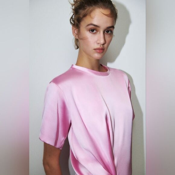 ZARA PINK SATIN MINI DRESS Barbie vibes - Picture 3 of 7